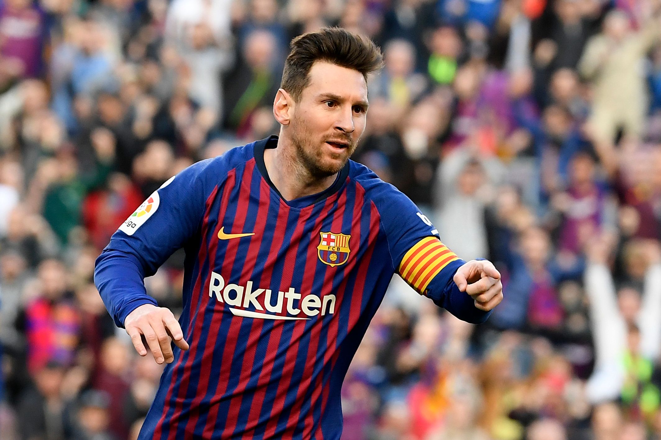 Lionel Messi lidera la tabla de goleadores en la liga española. (Foto Prensa Libre: AFP)