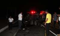 Cuatro muertos en un accidente de tránsito en la autopista Palín-Escuintla. (Foto Prensa Libre: Carlos Paredes).
