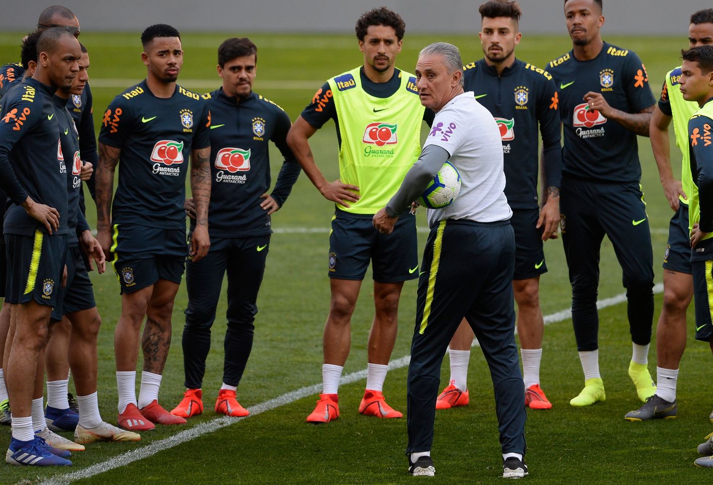 La Selección de Brasil durante el trabajo en Portugal antes de enfrentar a Panamá. (Foto Prensa Libre: AFP).