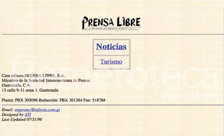Así lucía la primera portada del sitio web de Prensa Libre. (Foto Prensa Libre: Hemeroteca PL)