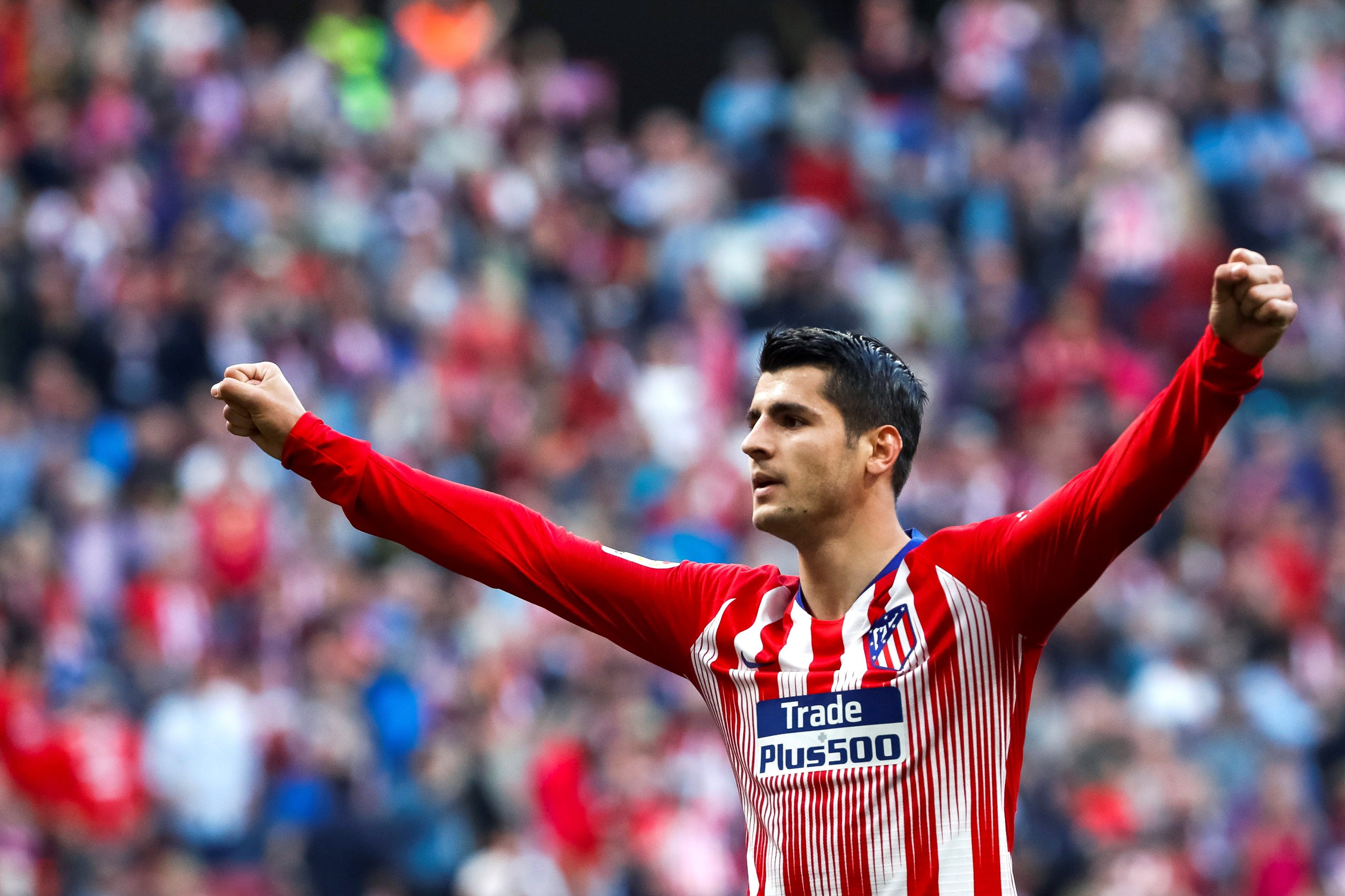 El delantero del Atlético de Madrid Álvaro Morata. (Foto Prensa Libre: EFE)