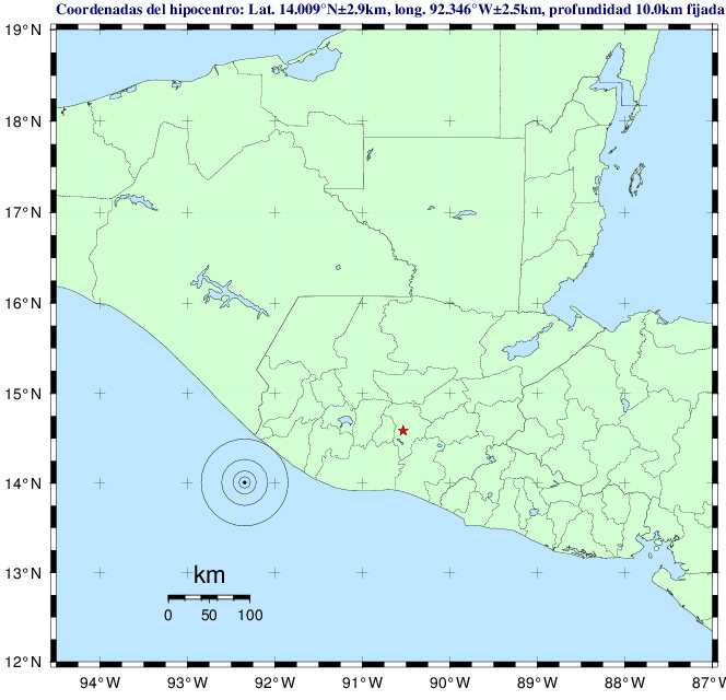 El sismo fue sensible en el suroccidente del país. (Foto Prensa Libre: Insivumeh)
