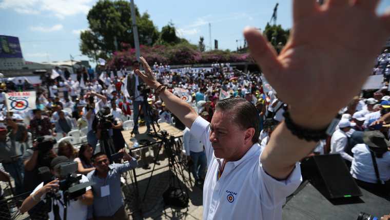 Mario Estrada, en el lanzamiento de su campaña presidencial, el 23 de marzo del 2019. Menos de un mes después sería detenido en EE. UU. (Foto Prensa Libre: Hemeroteca PL)