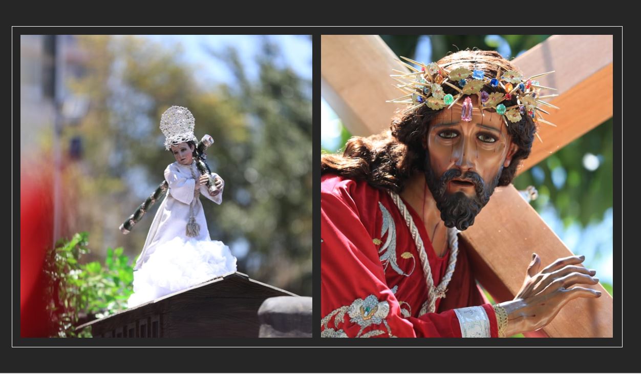 Las imágenes del Niño Jesús de La Demanda y de Jesús del Consuelo durante los cortejos del Sábado de Ramos del 2019. (Fotos Prensa Libre: Carlos Hernández)