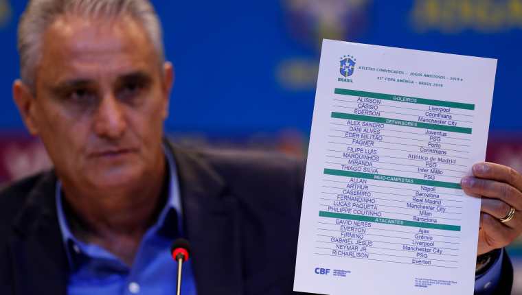 El seleccionador brasileño, Tite, anuncia hoy, viernes la lista de convocados para la Copa América 2019, que se disputará en junio y julio próximo en Brasil durante un evento en Río de Janeiro. (Foto Prensa Libre: EFE)