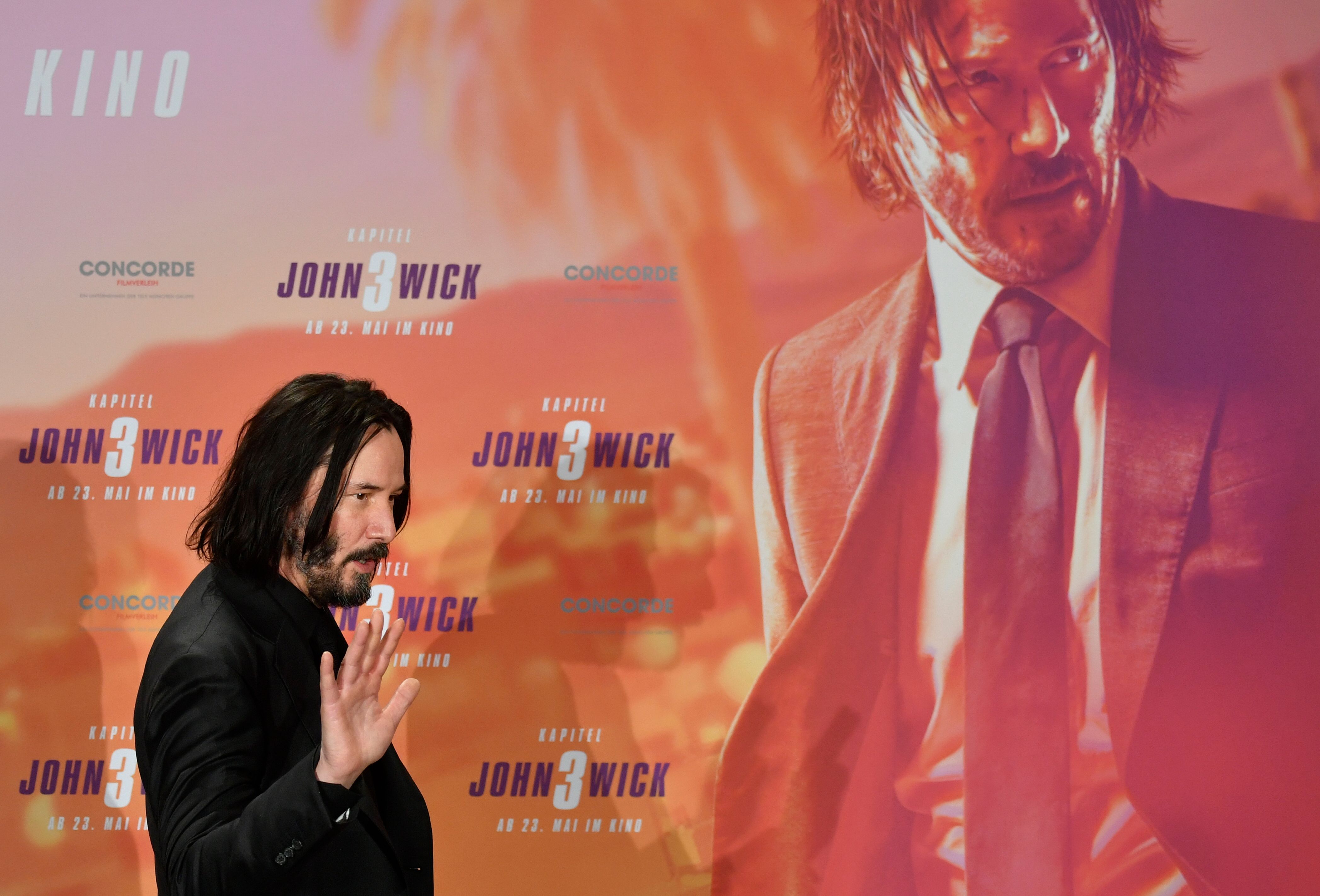 El actor canadiense Keanu Reeves durante la promoción de John Wick 3: Parabellum, en Berlín. (Foto Prensa Libre: AFP)