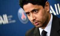 (FILES) In this file photo taken on February 22, 2019, Paris Saint-Germain's Qatari president Nasser Al-Khelaifi addresses a press conference in Paris. - Al-Khelaifi was charged with corruption over Qatar world athletics champs, a judiciary source said on May 23, 2019. (Photo by FRANCK FIFE / AFP)
