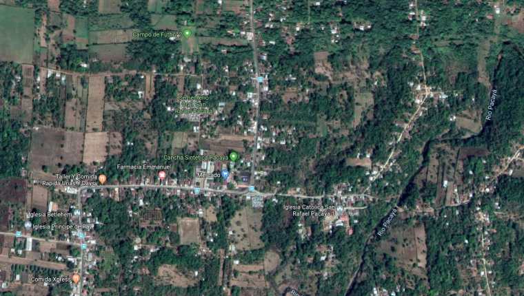 Vista panorámica de la aldea San Rafael Pacayá donde los vecinos tienen el control de la zona. (Foto Prensa Libre: Google Maps)