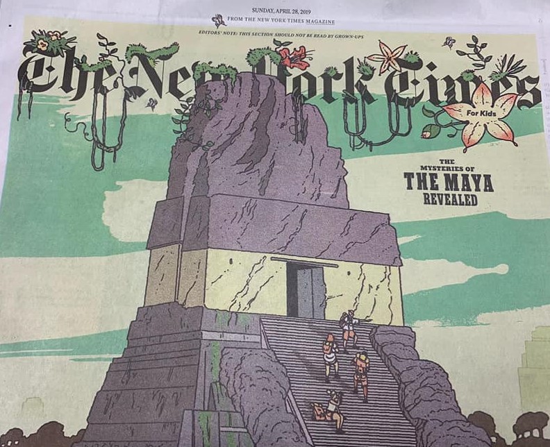 Publicación de los Misterios de los Mayas en edición especial, The New York Times. (Foto Prensa Libre: Cortesía Inguat)