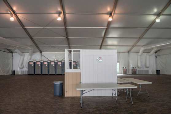 Las instalaciones están hechas para que permanezcan en el lugar 125 personas, aproximadamente. Foto Prensa Libre: AFP 