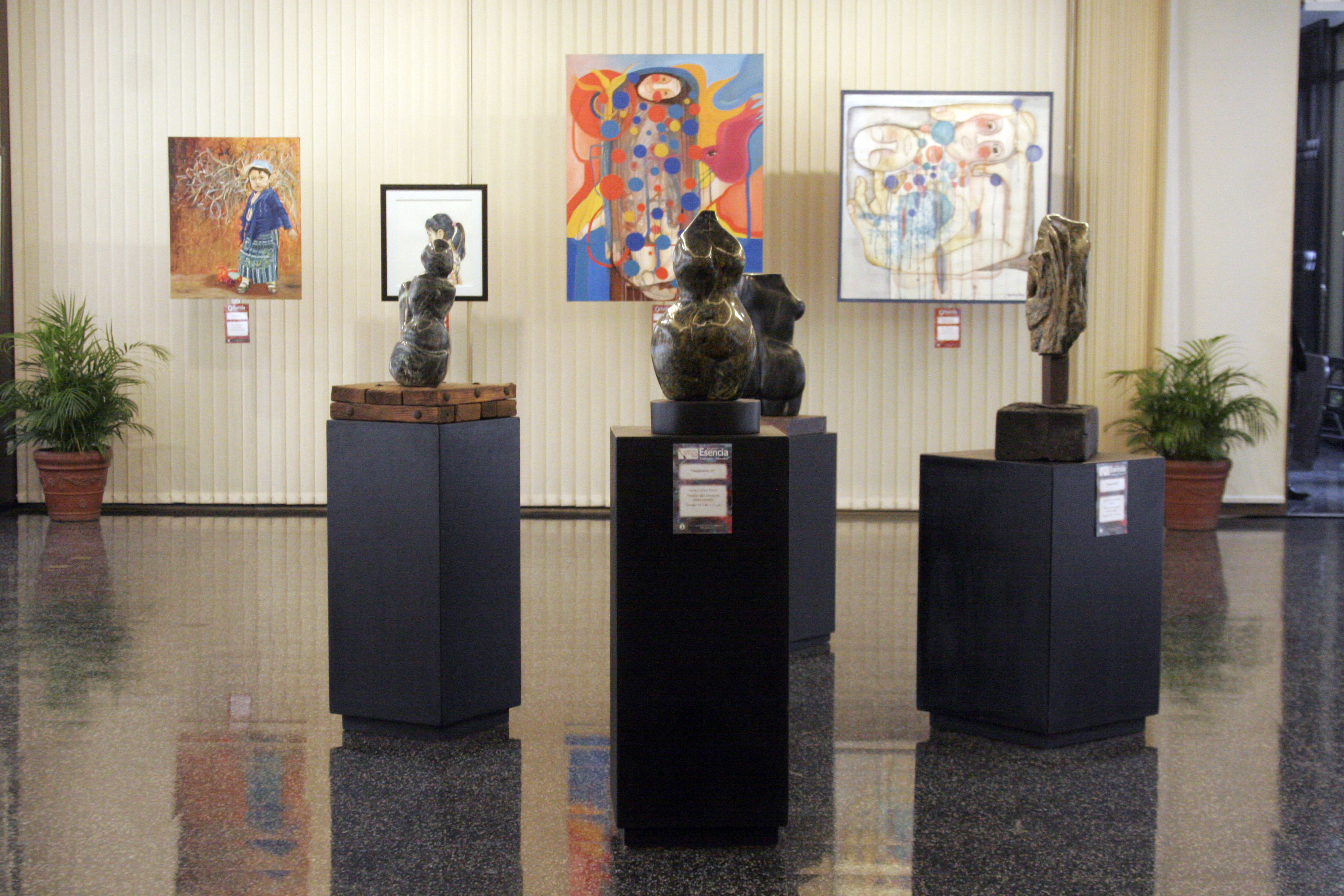 Exposición de pinturas y esculturas Esencia del Colectivo Cinceles en la Sala de Exposiciones "Carlos Mérida", del Banco de Guatemala.  (Foto Prensa Libre:  María Reneé Barrientos)