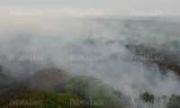 Un incendio forestal consume manglares de Retalhuleu. (Foto Prensa Libre con drone: Rolando Miranda)