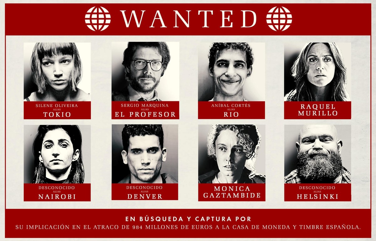 Afiche policial con que se anuncia la llegada de la tercera temporada de La Casa de Papel. (Foto: Clarín/Netflix)