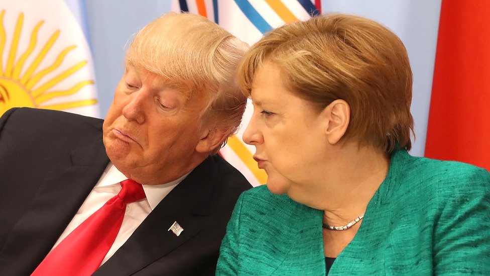 Angela Merkel y Donald Trump en el G20 en 2017. GETTY IMAGES