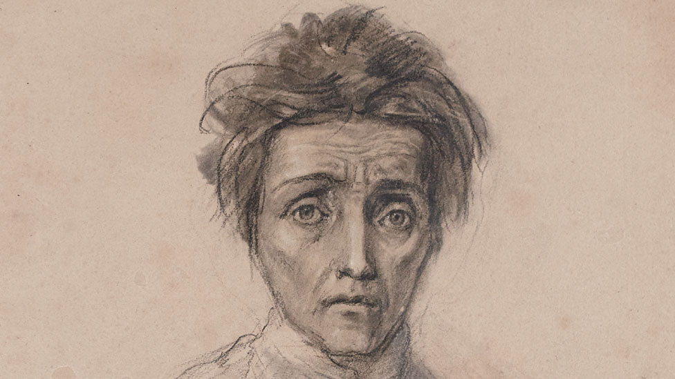 Una de varias ilustraciones de pacientes psiquiátricos incluidas en la muestra de Instituto Real de Médicos de Edimburgo. (Foto Prensa Libre: Royal College of Physicians of Edinburgh)