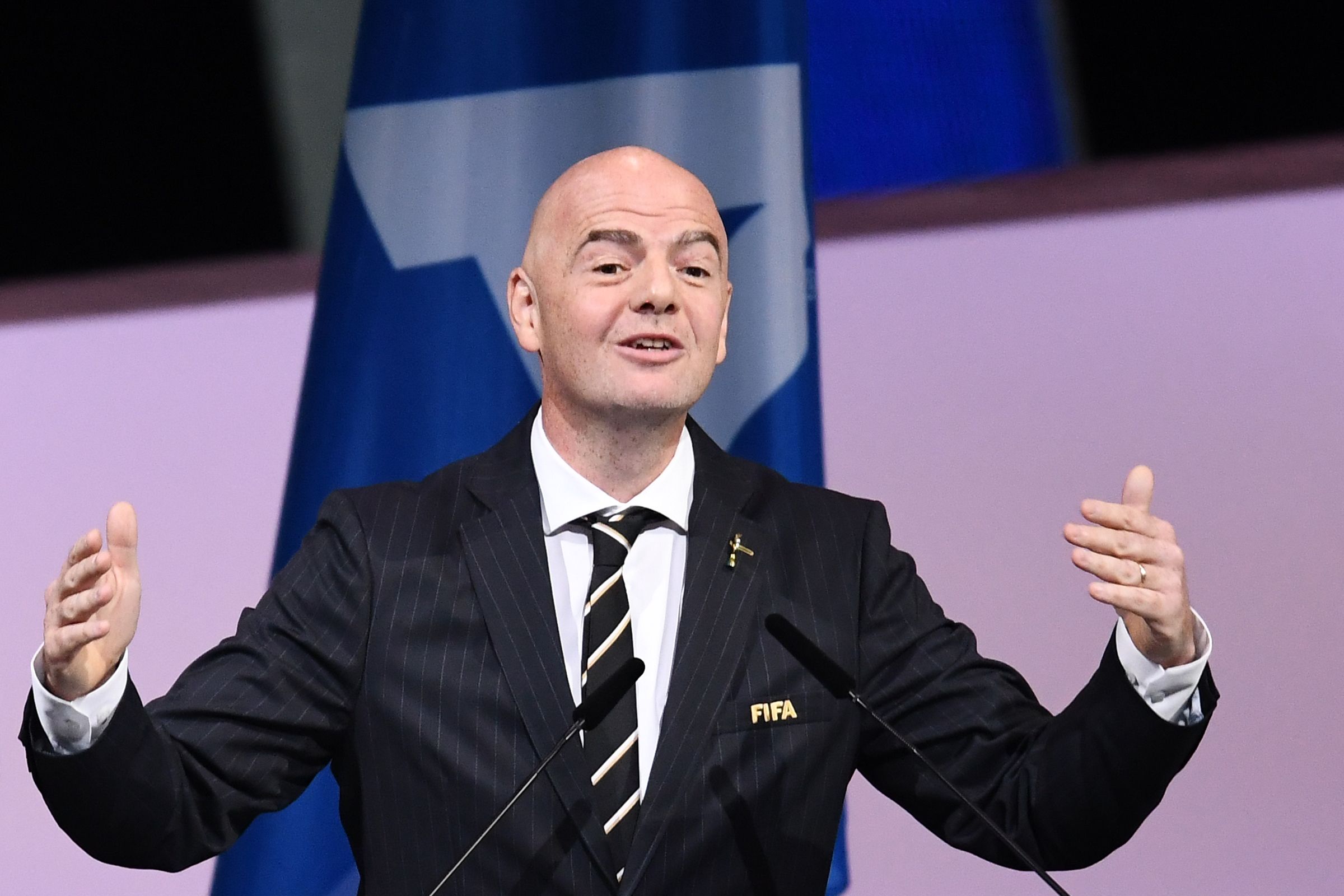 Gianni Infantino es reelegido como presidente de la FIFA por aclamación. (Foto Prensa Libre: AFP)