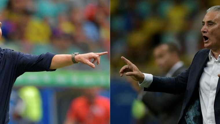 El técnico de Paraguay, Eduardo Berizzo, y el brasileño Tite, pelean por un lugar en las semifinales.  (Foto Prensa Libre: AFP)