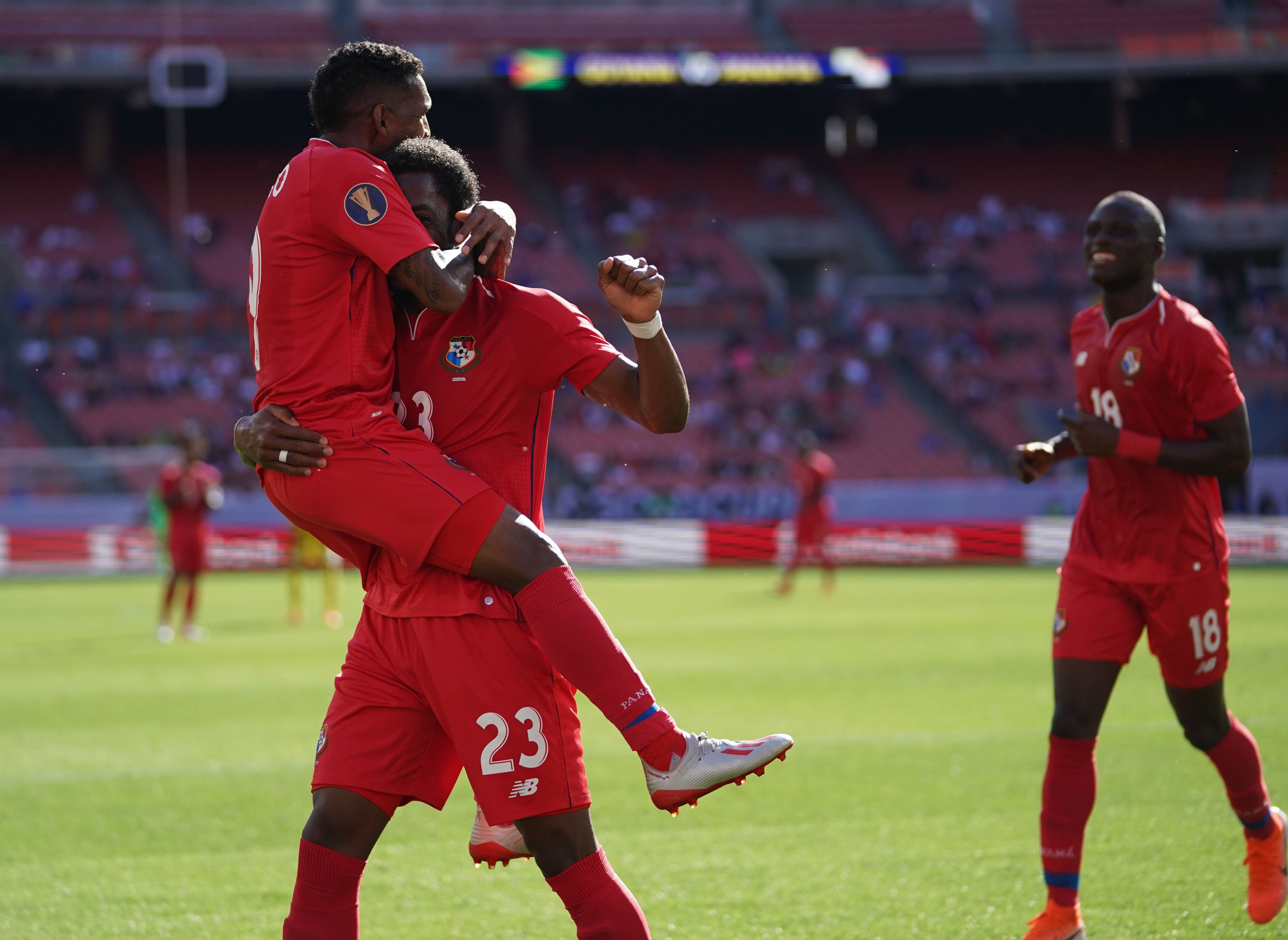 La selección de Panamá venció 4-2 a Guyana, en duelo de la segunda fecha del Grupo D, de la Copa Oro 2019. (Foto Prensa Libre: AFP).