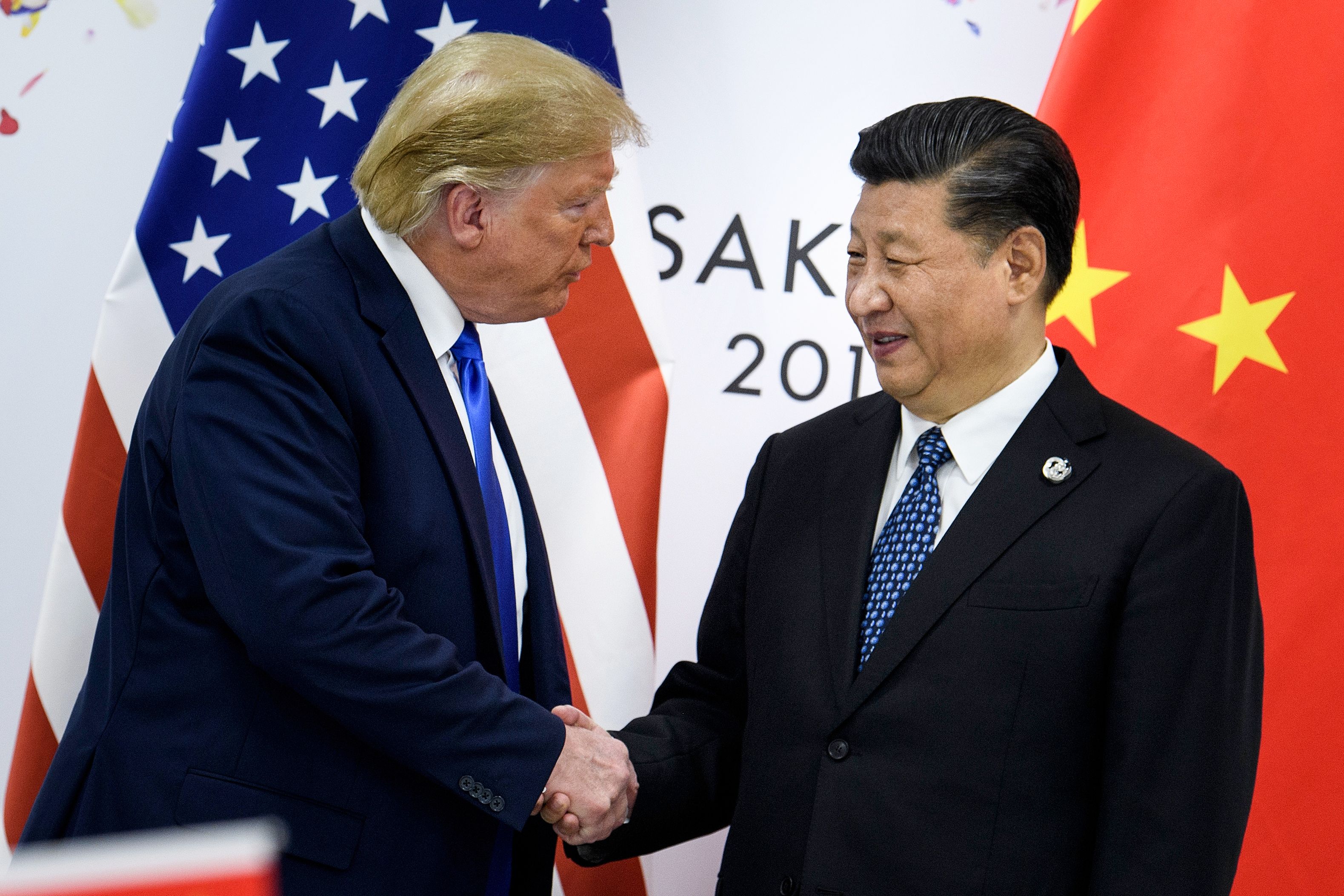Donald Trump y Xi Jinping, durante el encuentro del G20 en Osaka, Japón. (Foto Prensa Libre: AFP)