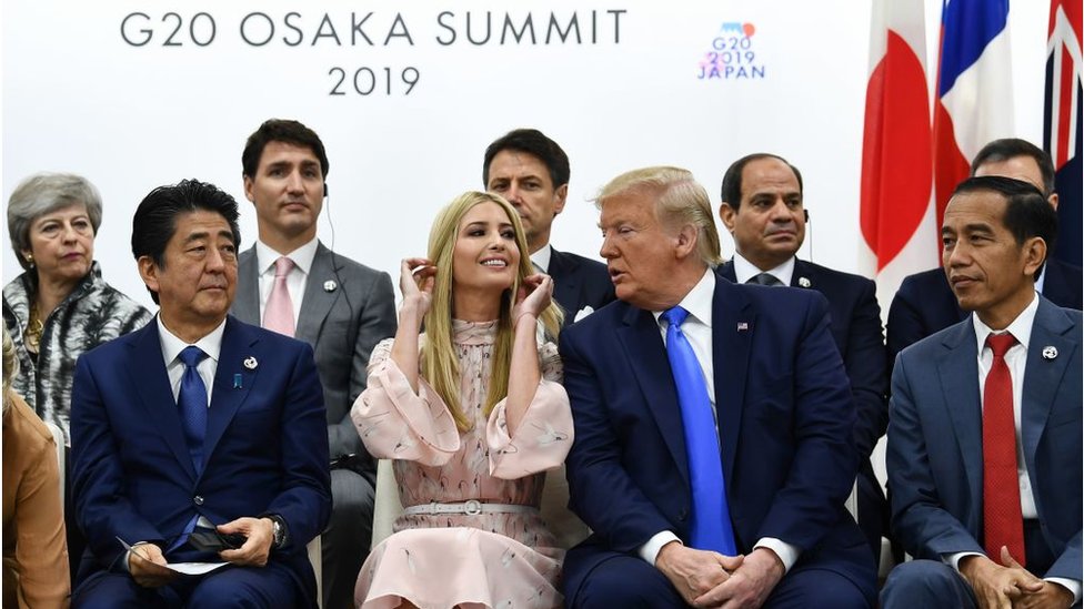 Ivanka Trump se sentó entre los líderes de los países del G20 durante la cumbre celebrada en Japón. Foto:AFP