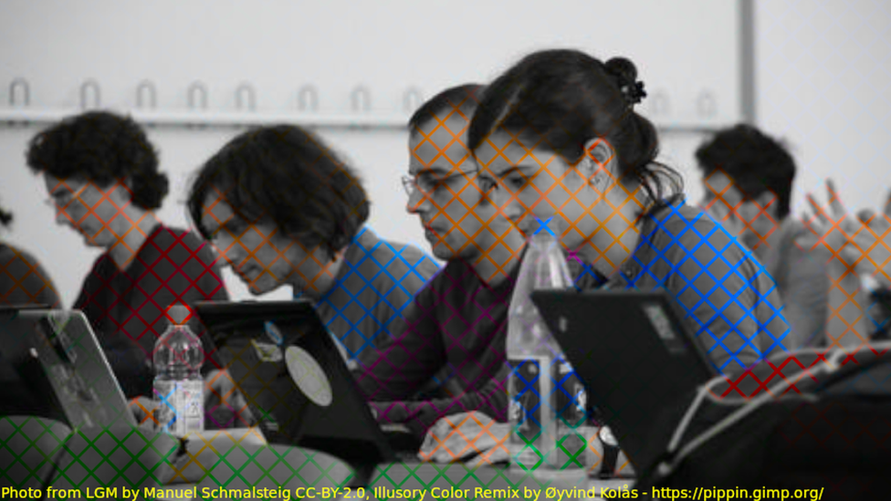 El color de la cuadrícula es como si se extendiera por el resto de la imagen, que no tiene color. (Foto Prensa Libre: Manuel Schmalsteig y Oyvind Kolas)