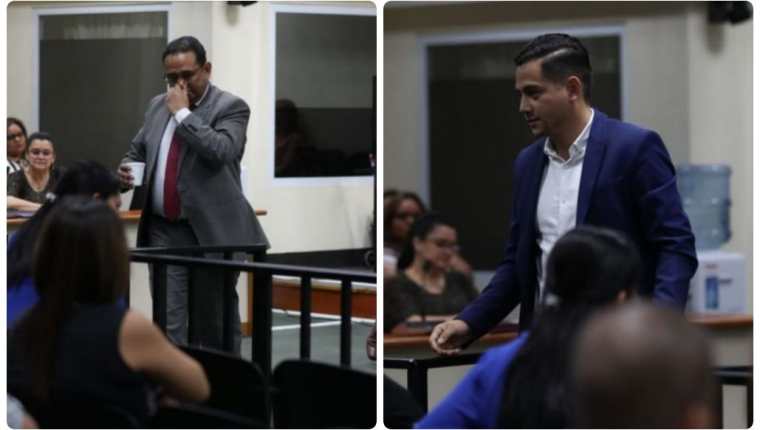 Samuel Morales y José Manuel Morales durante la audiencia. (Fotos Prensa Libre: Óscar Rivas).