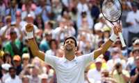 Wimbledon (United Kingdom), 01/07/2019.- Novak Djokovic of Serbia celebrates his straight sets win over Philipp Kohlschreiber of Germany in their first round match during the Wimbledon Championships at the All England Lawn Tennis Club, in London, Britain, 01 July 2019. (Tenis, Alemania, Reino Unido, Londres) EFE/EPA/ANDY RAIN EDITORIAL USE ONLY/NO COMMERCIAL SALES