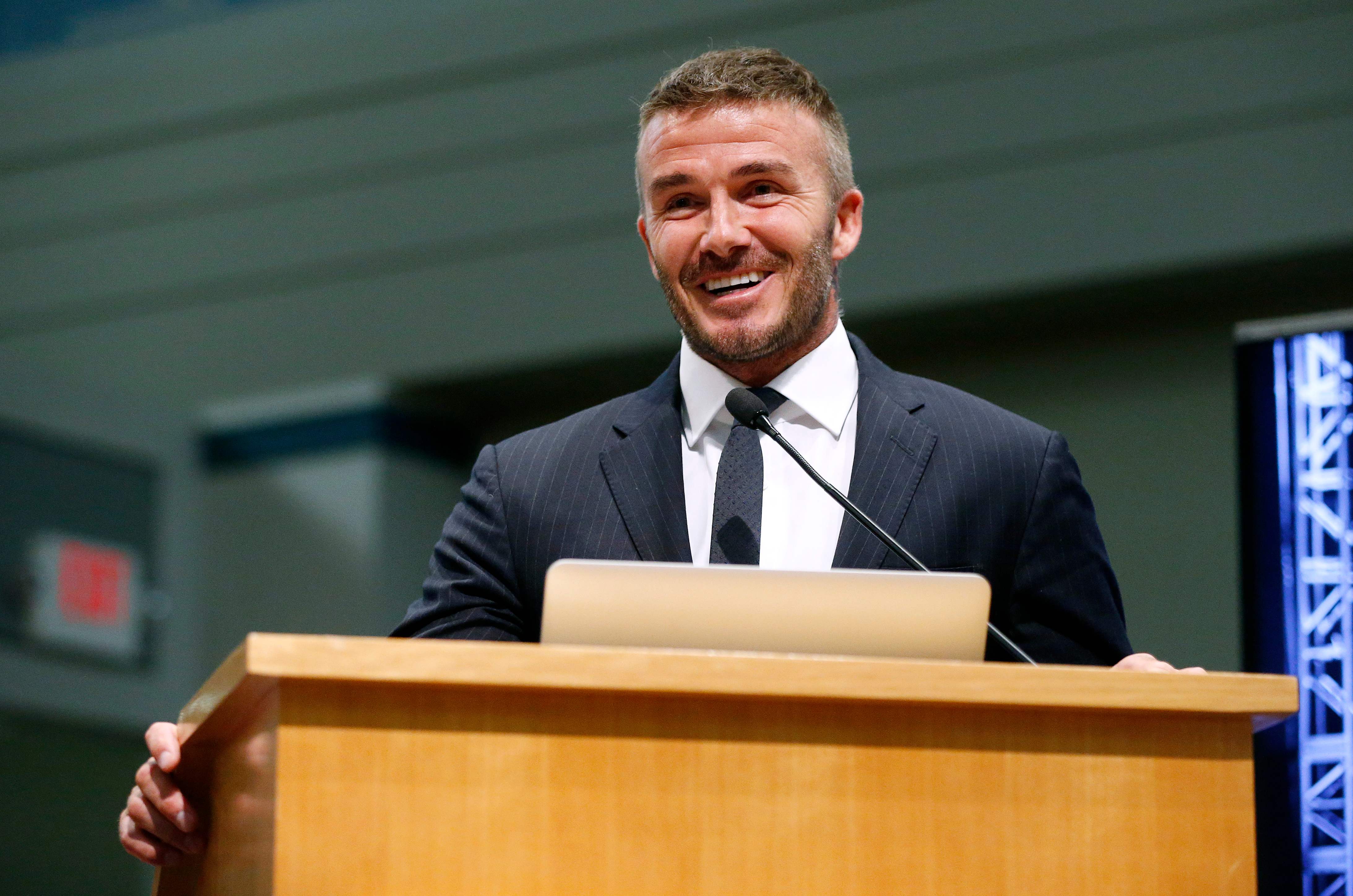 David Beckham en el 2018 anunciaba los detalles del nuevo equipo de la MLS. (Foto Prensa Libre: AFP)