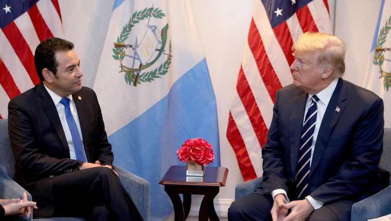 Jimmy Morales en reunión con el presidente de EE. UU., Donald Trump. (Foto  Prensa Libre: Gobierno de Guatemala)