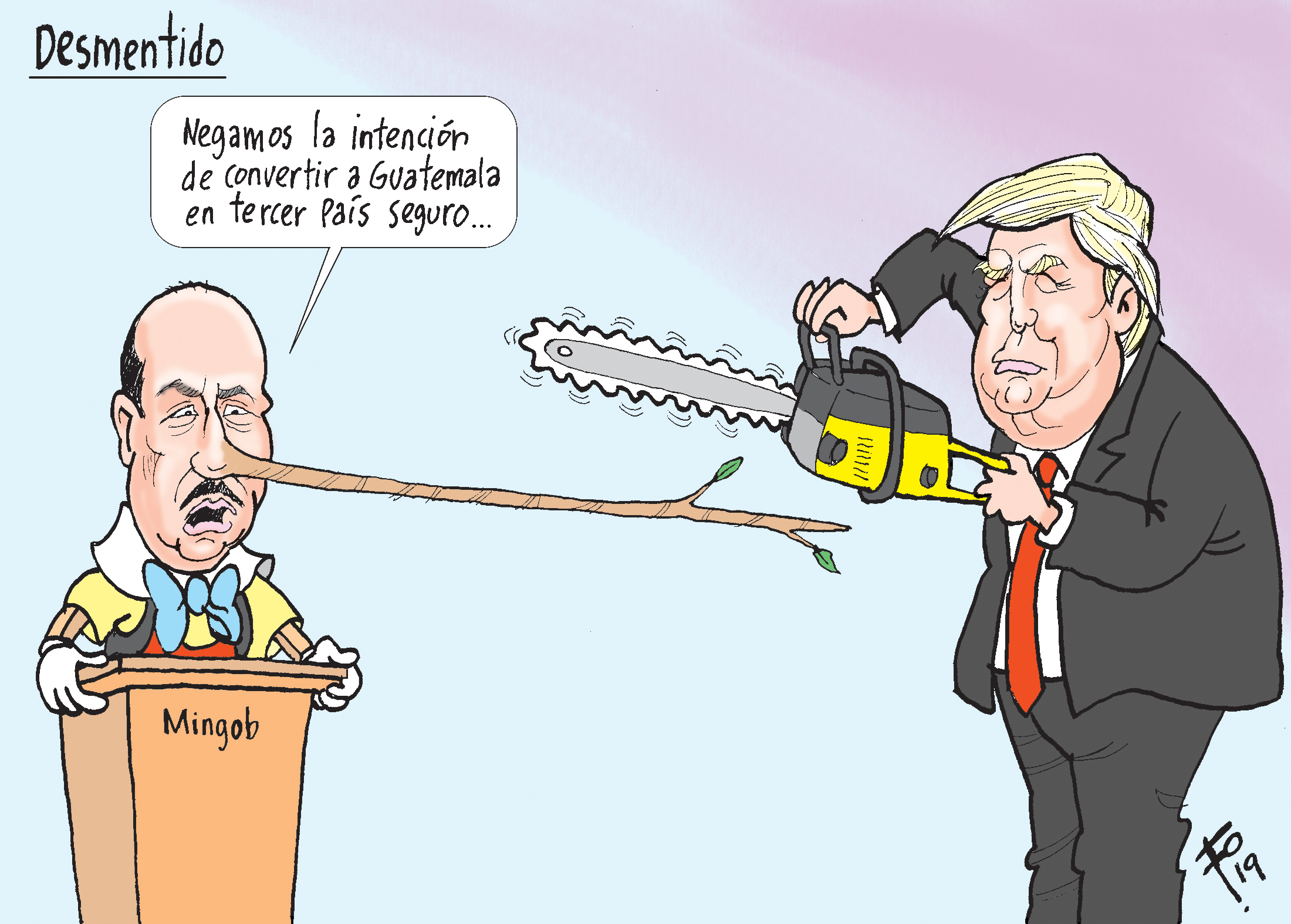 Personajes: Luis Arévalo y Donald Trump.
