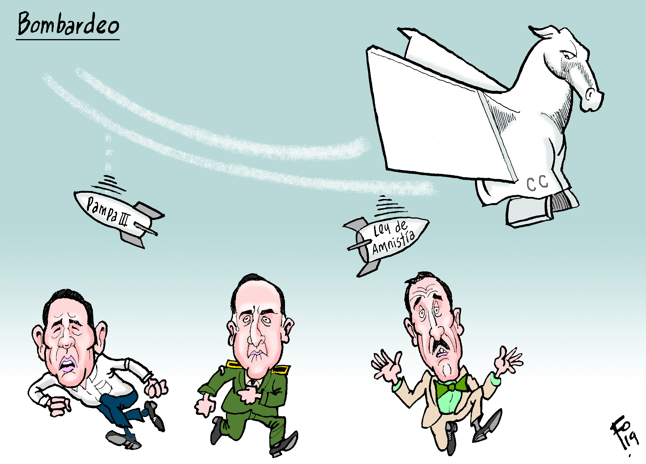 Personajes: Jimmy Morales, Luis Miguel Ralda y Fernando Linares Beltranena.