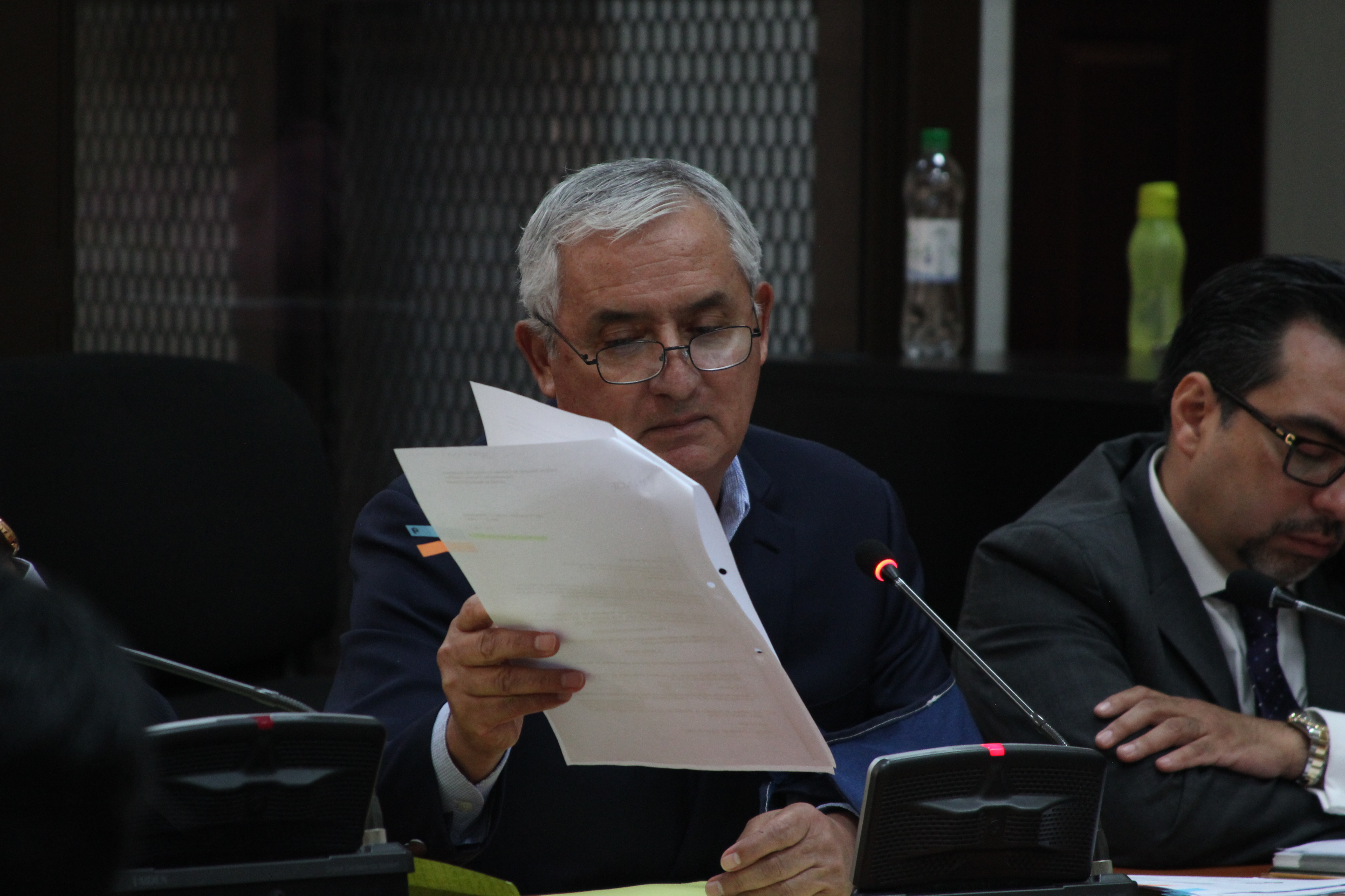 El expresidente Otto Pérez Molina durante una audiencia en julio de 2019, cuando también pidió una medida sustitutiva. (Foto Prensa Libre: Hemeroteca PL)