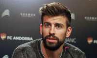 (FILES) In this file photo taken on April 12, 2019 Barcelona Spanish defender and Kosmos investment company president Gerard Pique gives a press conference in Andorra La Vella following the acquisition the FC Andorra by the Spanish defender. - Barcelona's Gerard Pique will be forced to pay 2.1 million euros ($2.36 million) to Spain's tax authorities after his conviction for rights-image fraud was confirmed, a legal source told AFP on July 10, 2019. (Photo by RAYMOND ROIG / AFP)