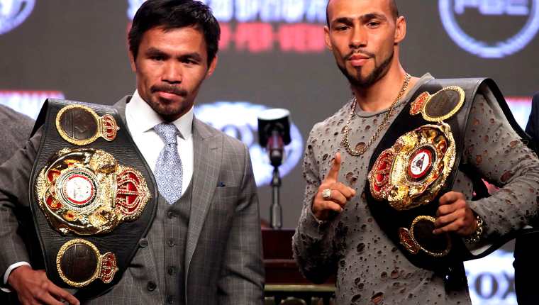 El veterano boxeador Manny Pacquiao peleará este sábado contra Keith Thurman (Foto Prensa Libre: AFP)