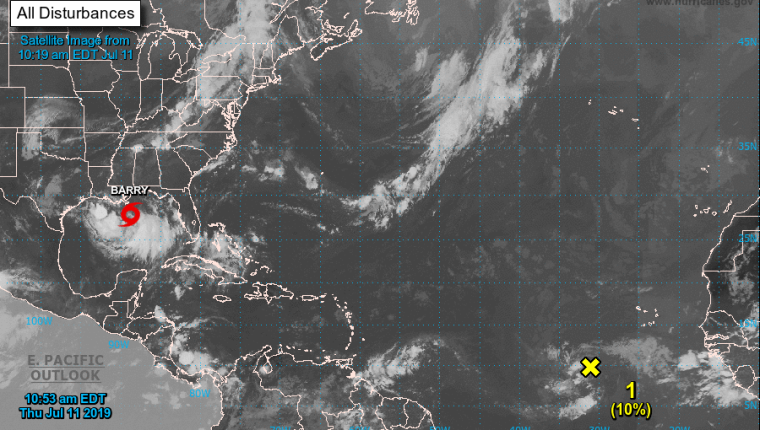 La " tormenta tropical Barry se está fortaleciendo en su camino a Luisiana, (Foto Prensa Libre: EFE)