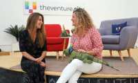 Laura Gonzalez-Estefani (R), founder and CEO of TheVentureCity and co-founder Clara Bullrich pose as they attend a meeting at TheVentureCity office in  Miami on August 9, 2019. - Strategically positioned, South Florida is a growing hub for startups and tech companies where unicorns are called, at least by one of the accelator companies in the area, iguanacorns. (Photo by Gianrigo MARLETTA / AFP)