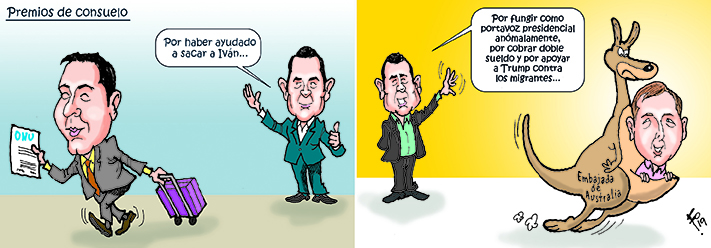 Personajes: Luis Antonio Lam, Heinz Hieimann y Jimmy Morales.