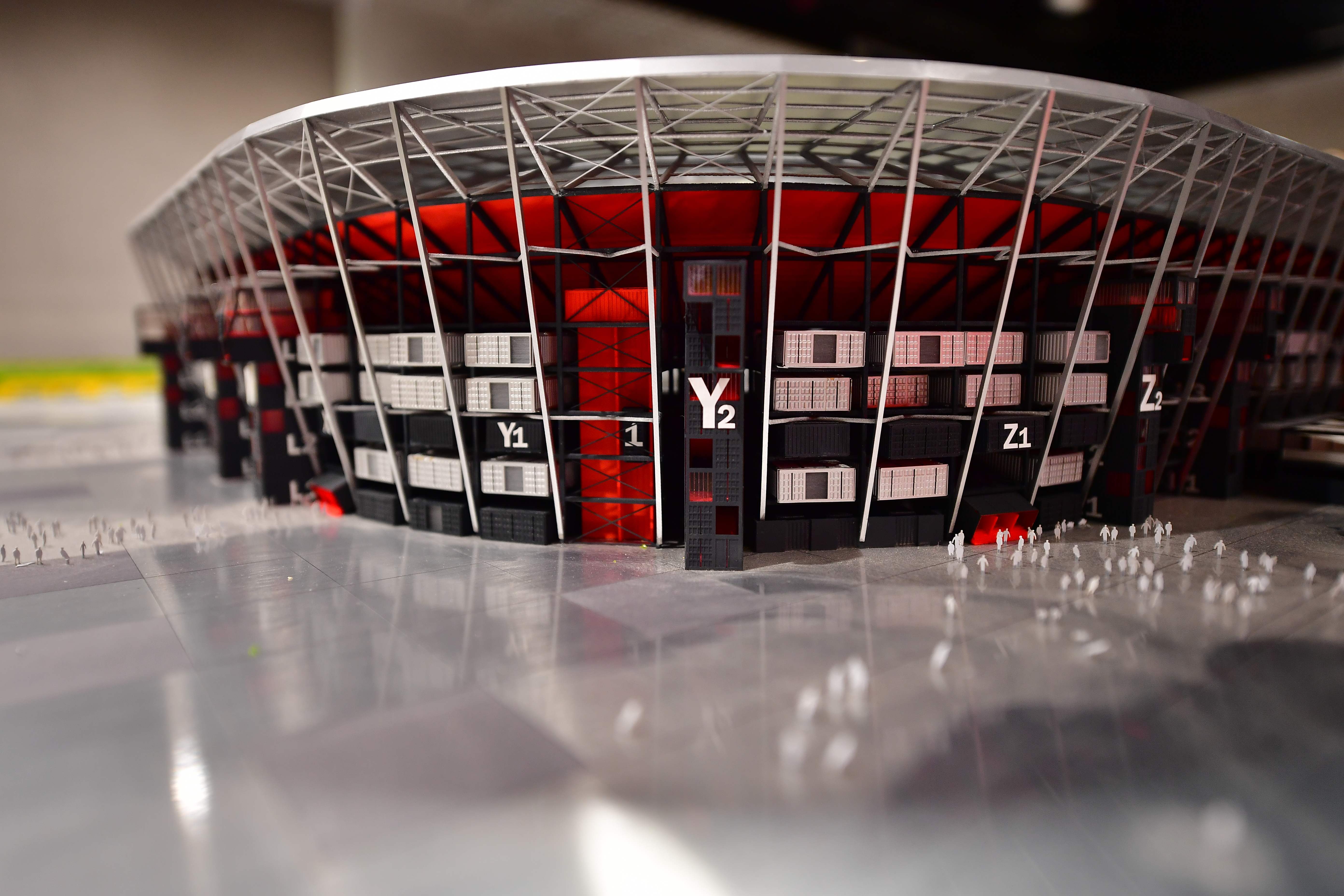 Maqueta del estadio  Ras Abu Aboud que servirá para el Mundial de la Fifa   Qatar 2022. (Foto Prensa Libre: EFE)