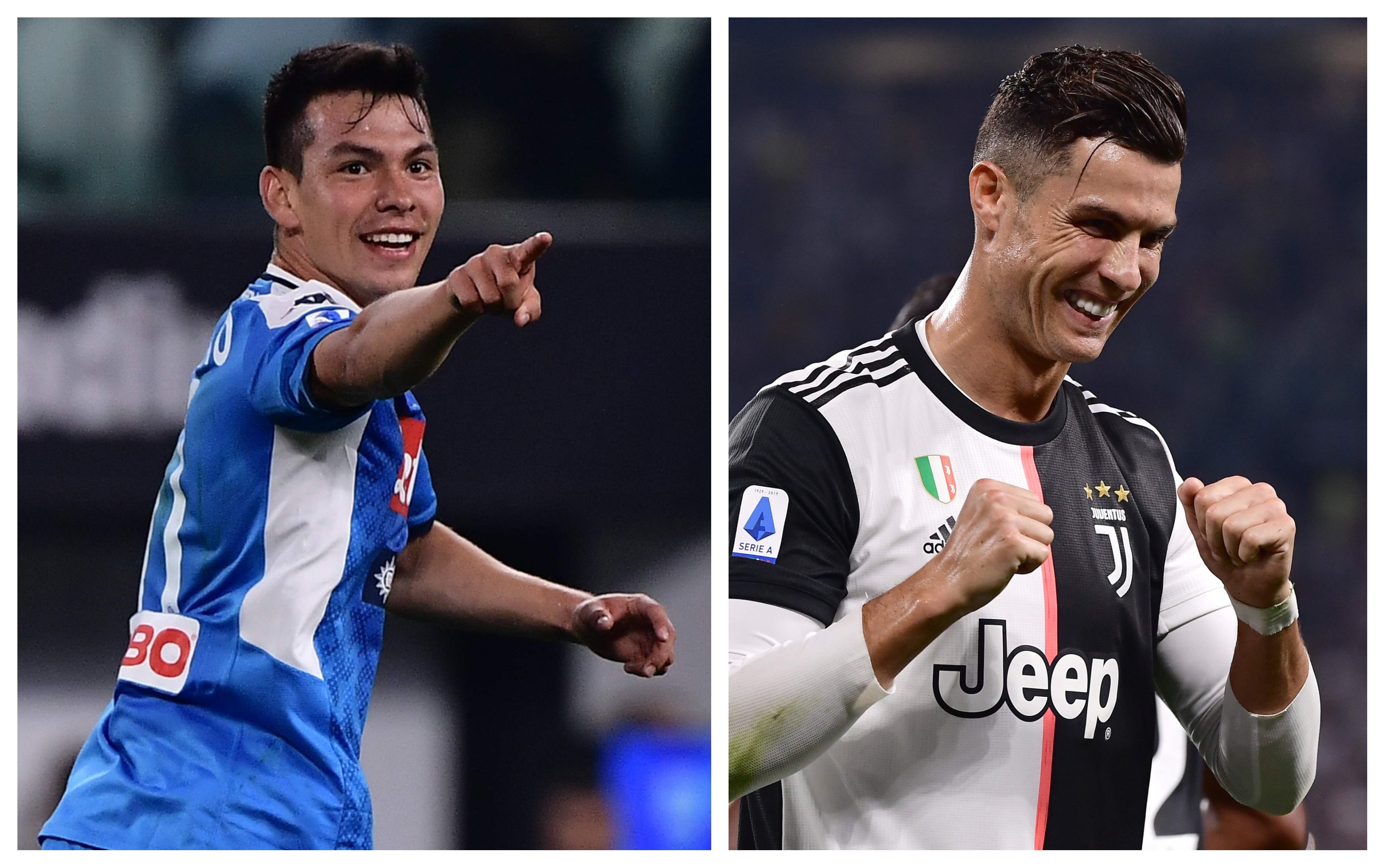 El Chucky Lozano y Cristiano Ronaldo anotaron en el duelo entre Nápoli y Juventus, en la Serie A. (Foto Prensa Libre: AFP)