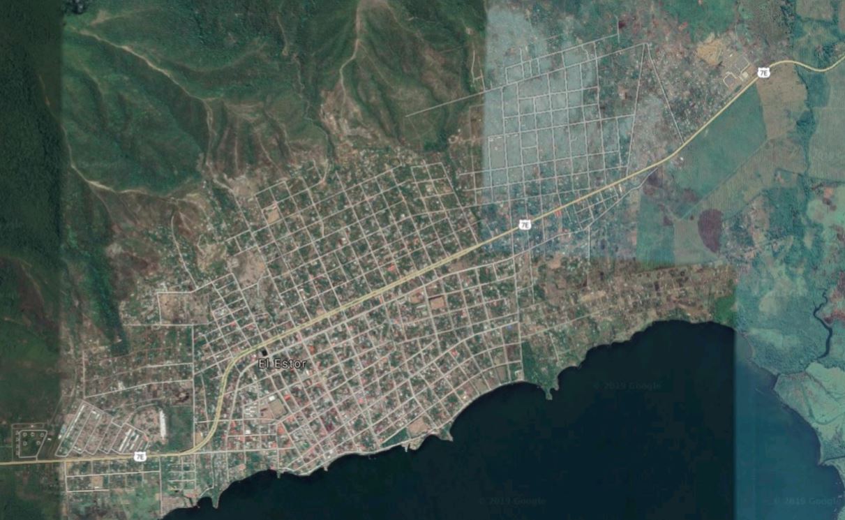 Imagen satelital de El Estor, Izabal. (Foto Prensa Libre: Google)