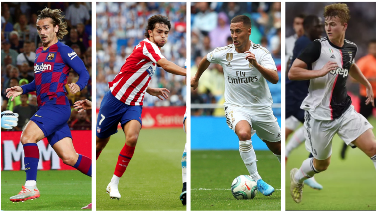 Griezmann, Joao Félix, Hazard y De Ligt tendrán que demostrar  en la Champions League por qué cambiaron de equipos. (Foto Prensa Libre: EFE y AFP)