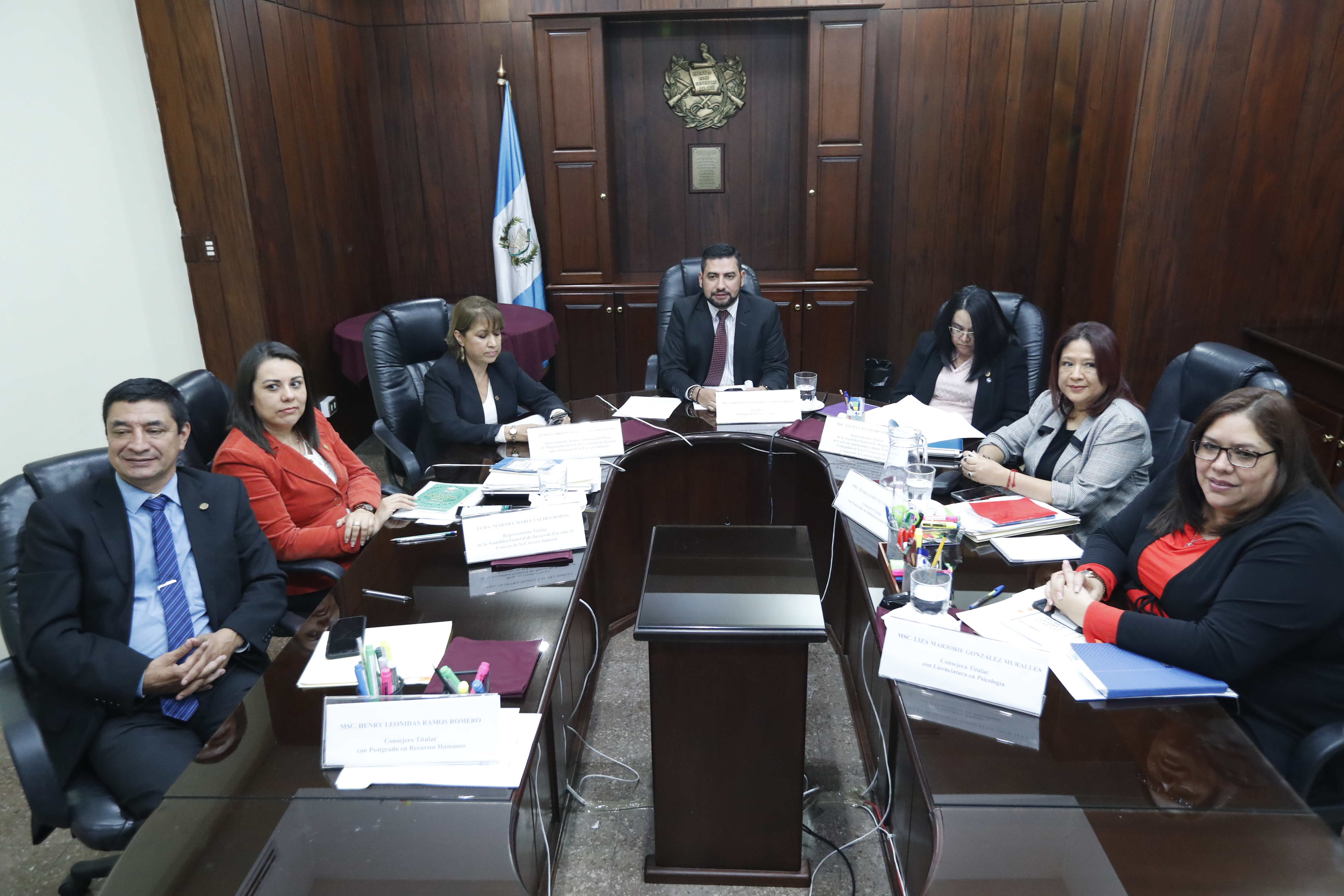 Conferencia del Consejo de la Carrera Judicial, se pronuncian sobre la resolución de la CC sobre la repetición de elección de magistrados de la CSJ y Sala de apelaciones. (Foto Prensa Libre: Esbin García)