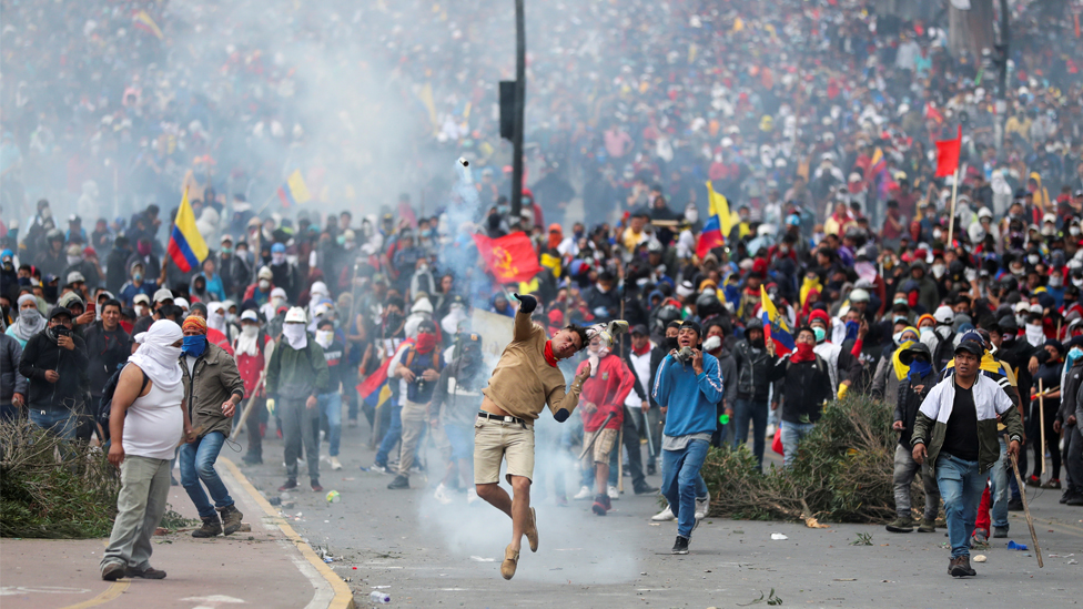 Alrededor de 7.000 indígenas llegaron a protestar a Quito desde el lunes. Foto: Reuters