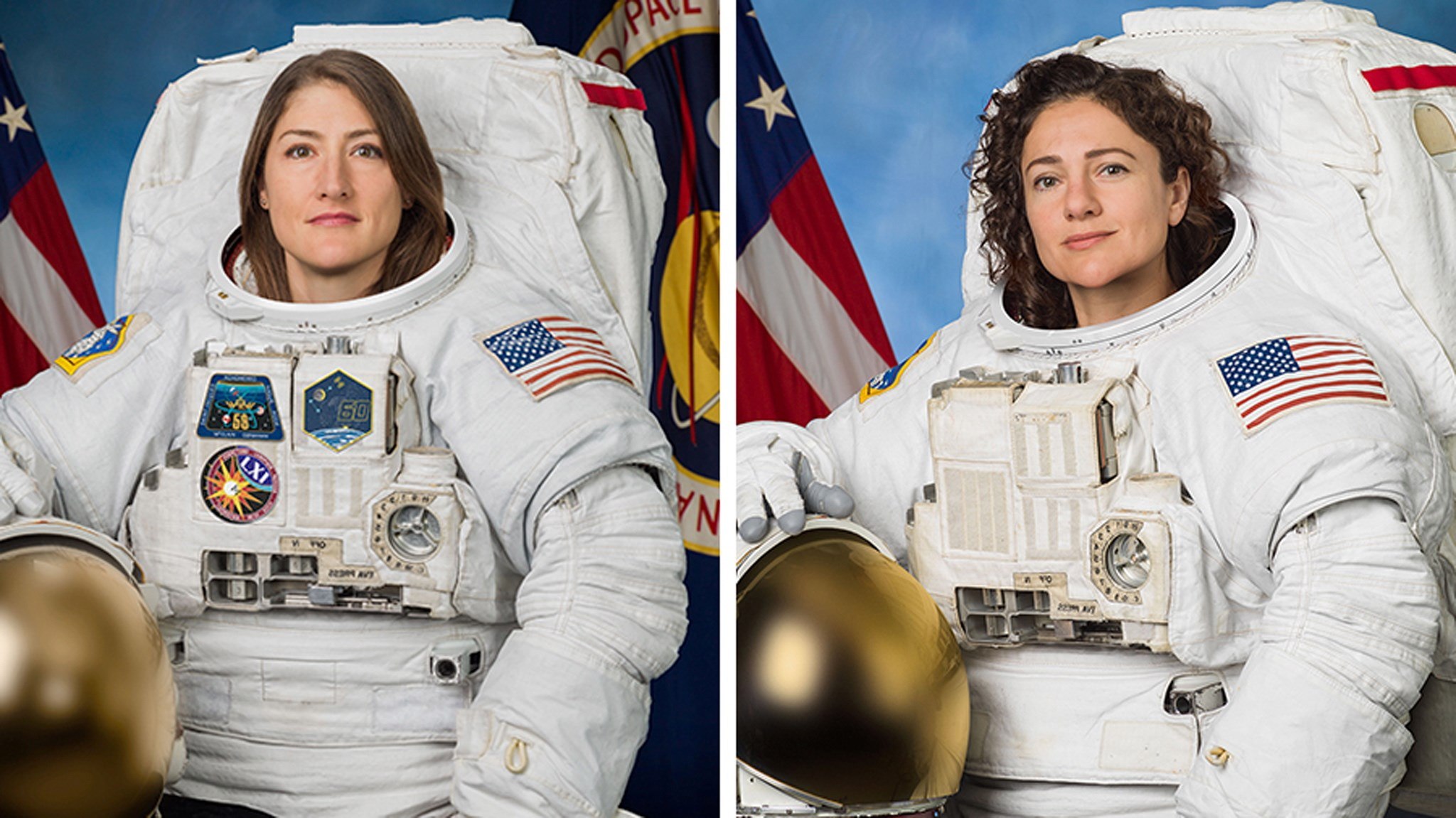 Christina Koch y Jessica Meir realizan primera caminata espacial. (Foto Prensa Libre: EFE)