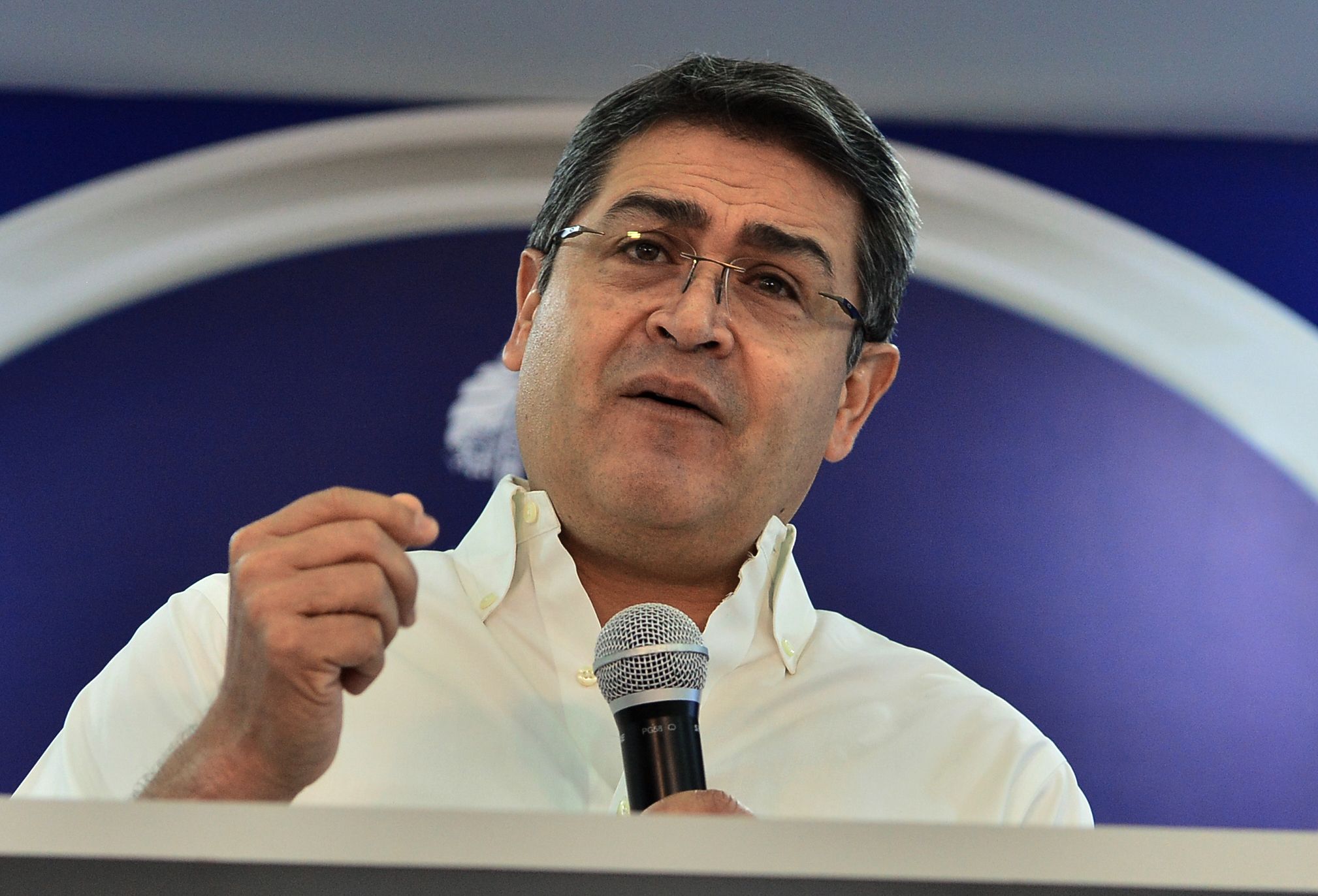 Juan Orlando Hernández, presidente de Honduras, rechaza las acusaciones de la fiscalía de Nueva York. (Foto Prensa Libre: AFP)