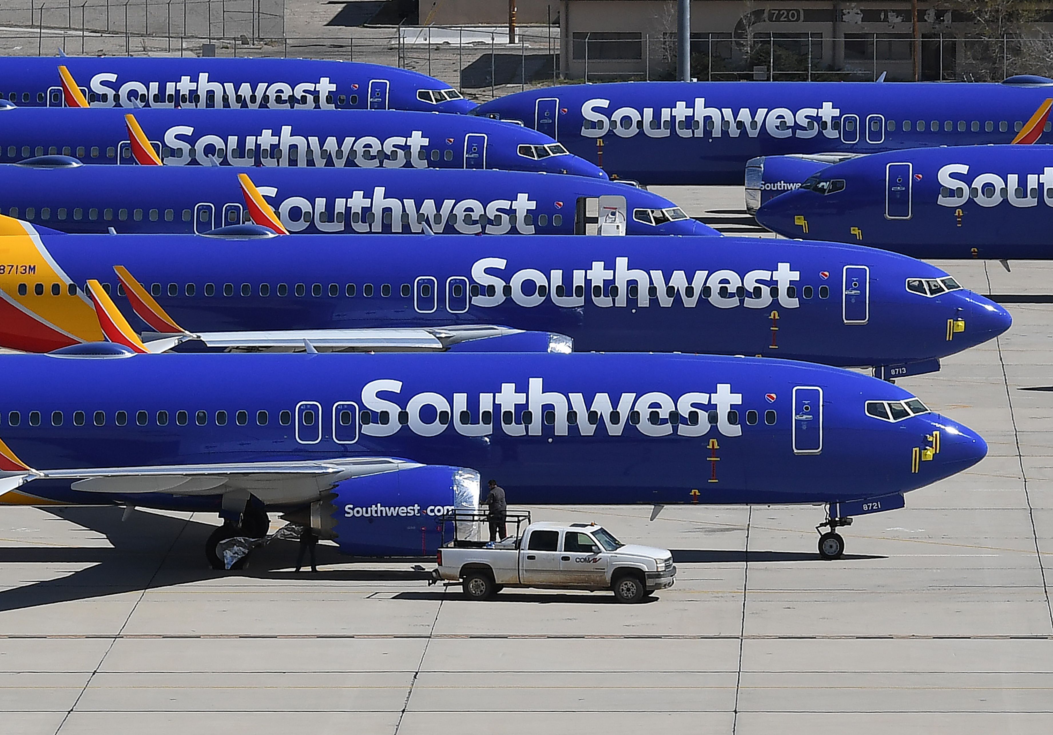 Aviones de la compañía Southwest en un aeropuerto de Estados Unidos. (Foto Prensa LIbre: AFP)