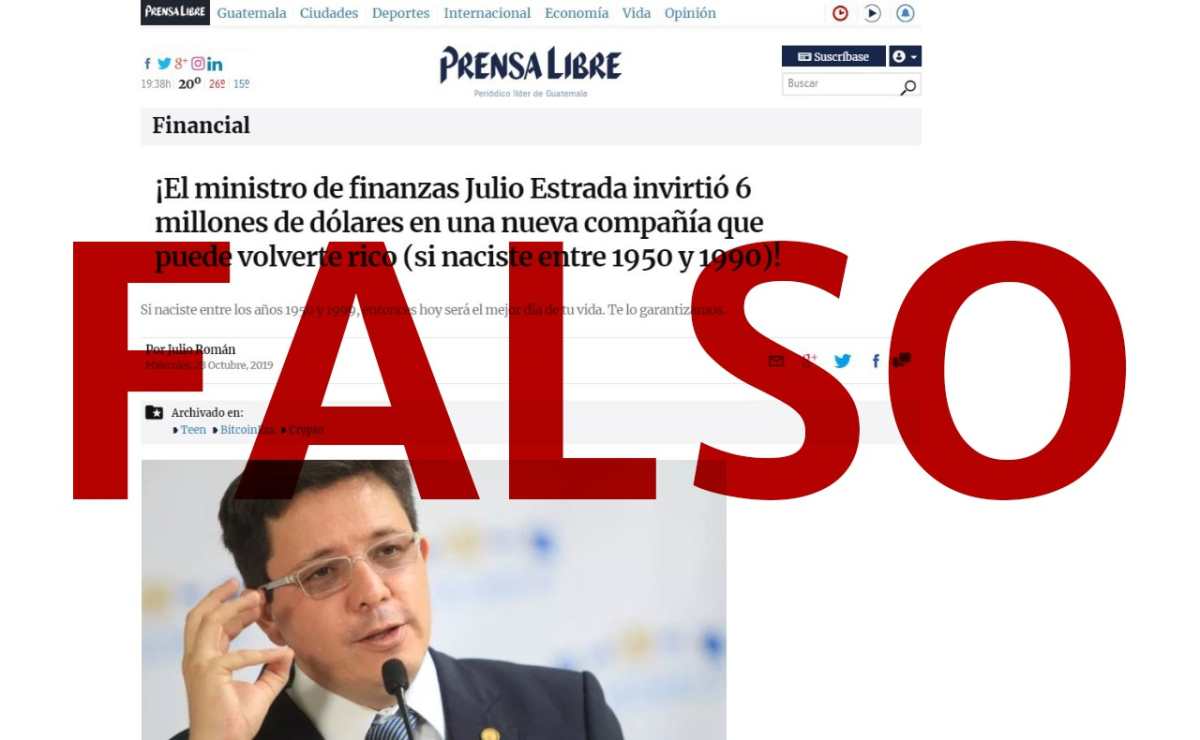 Noticia falsa que simula ser de Prensa Libre podría tratarse de un fraude