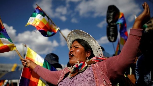 Una seguidora de Evo Morales protestando en Cochabamba esta semana.