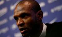 (FILES) In this file photo taken on February 01, 2019 Barcelona's French technical secretary Eric Abidal attends a press conference during the presentation of Barcelona´s new player French defender Jean-Clair Todibo at the Camp Nou stadium in Barcelona. - "This is a completely legal transplant," FC Barcelona sporting director Eric Abidal's lawyer told reporters on November 22, 2019 after a hearing about suspicions of irregularities in the liver transplant in 2012 of former French football player Eric Abidal. (Photo by Pau Barrena / AFP)