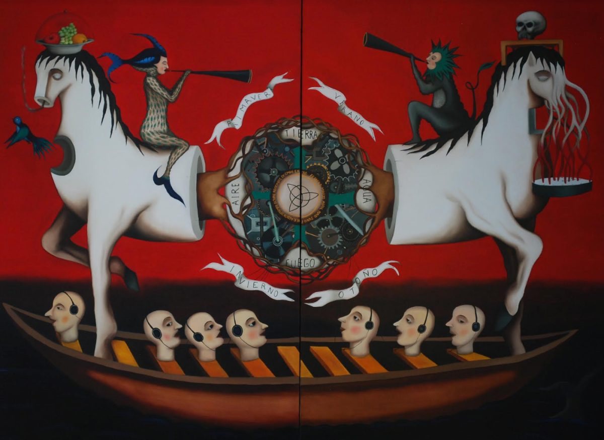 Escenarios Irracionales del boliviano Marcelo Suaznabar y 100 Regalos Colectiva Internacional se presentan en la Galería Rozas-Botrán